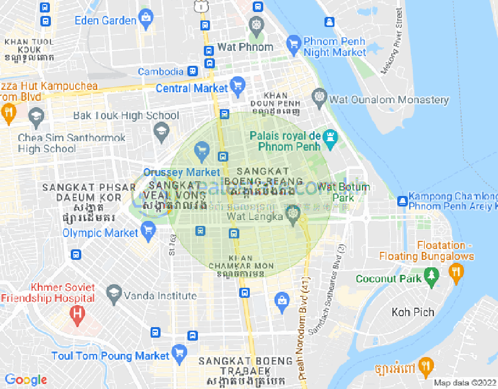 ボンリアン, ドーンペン, プノンペンの地図