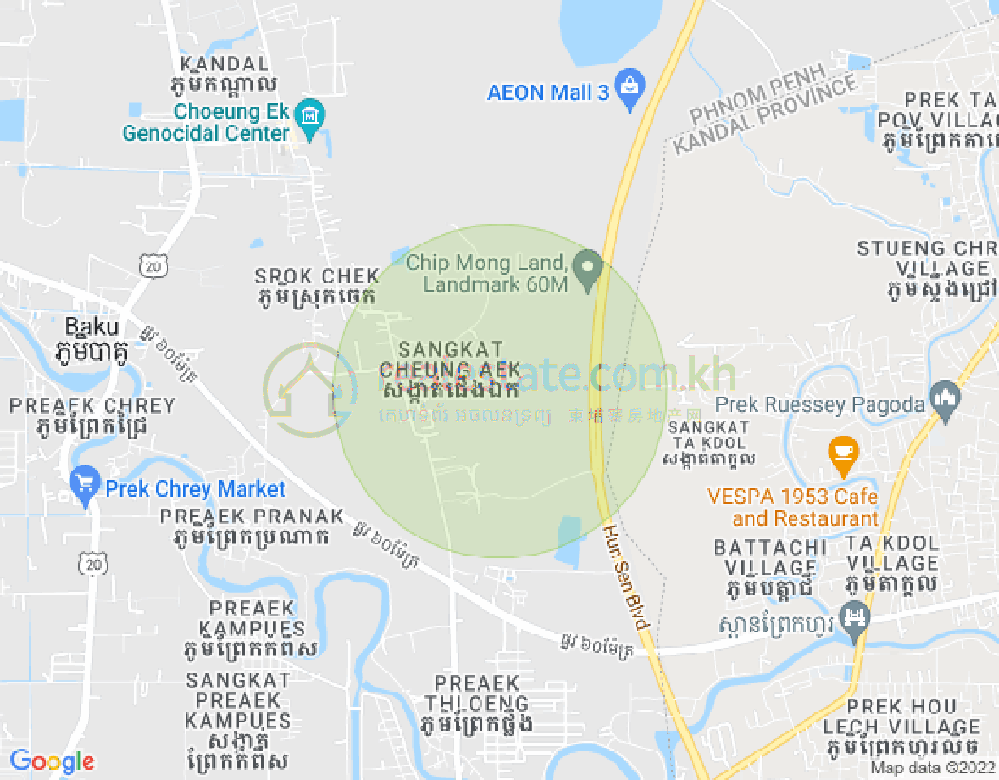 Cheung Aek分区, 丹考, 金边地图