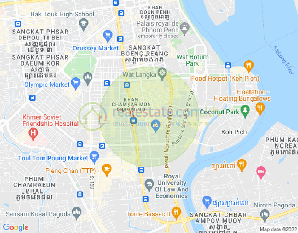 万景岗1分区（BKK1), 波哥堪, 金边地图