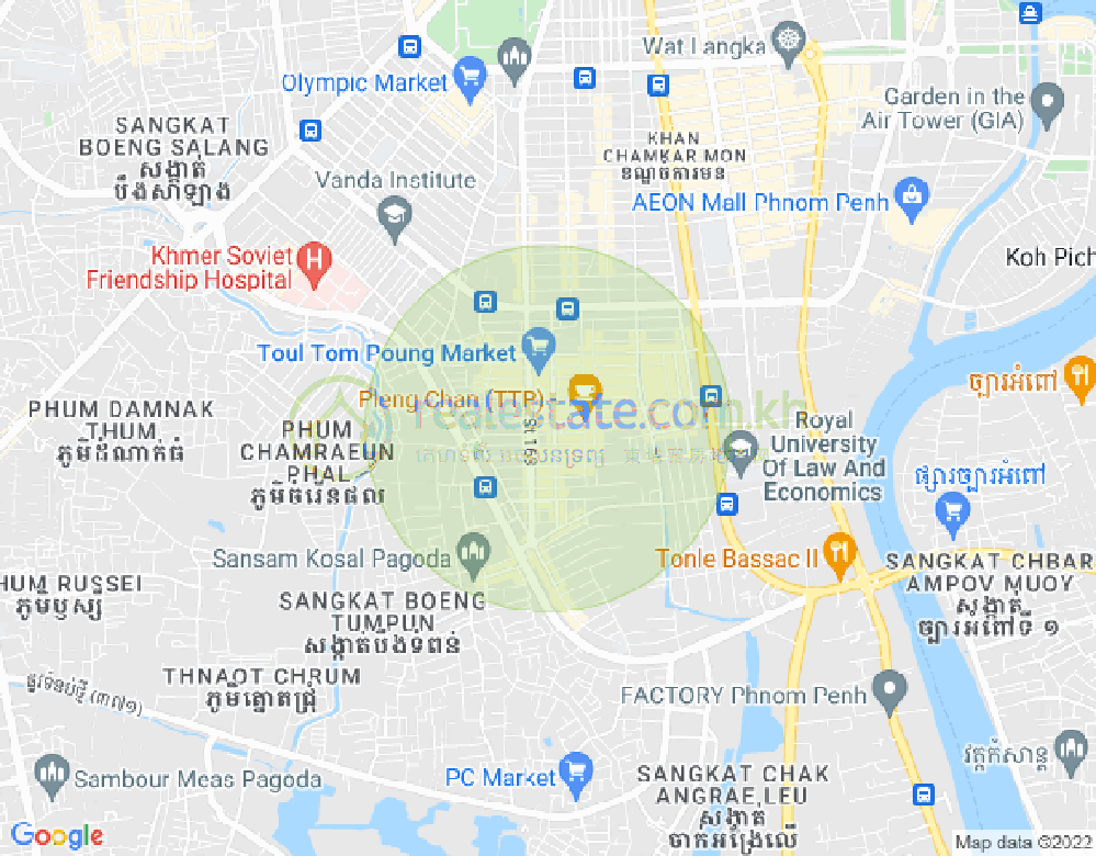トゥールトンポン1, チャムカモン, プノンペンの地図