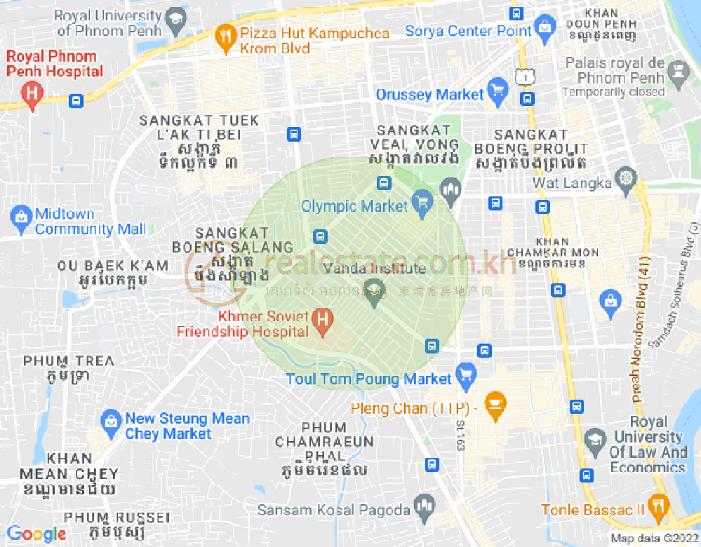 Mapa: Tumnob Tuek, Boeng Keng Kang, Phnom Penh