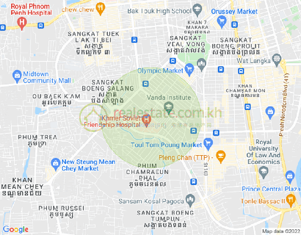 Tumnob Tuek镇, 波哥堪, 金边地图
