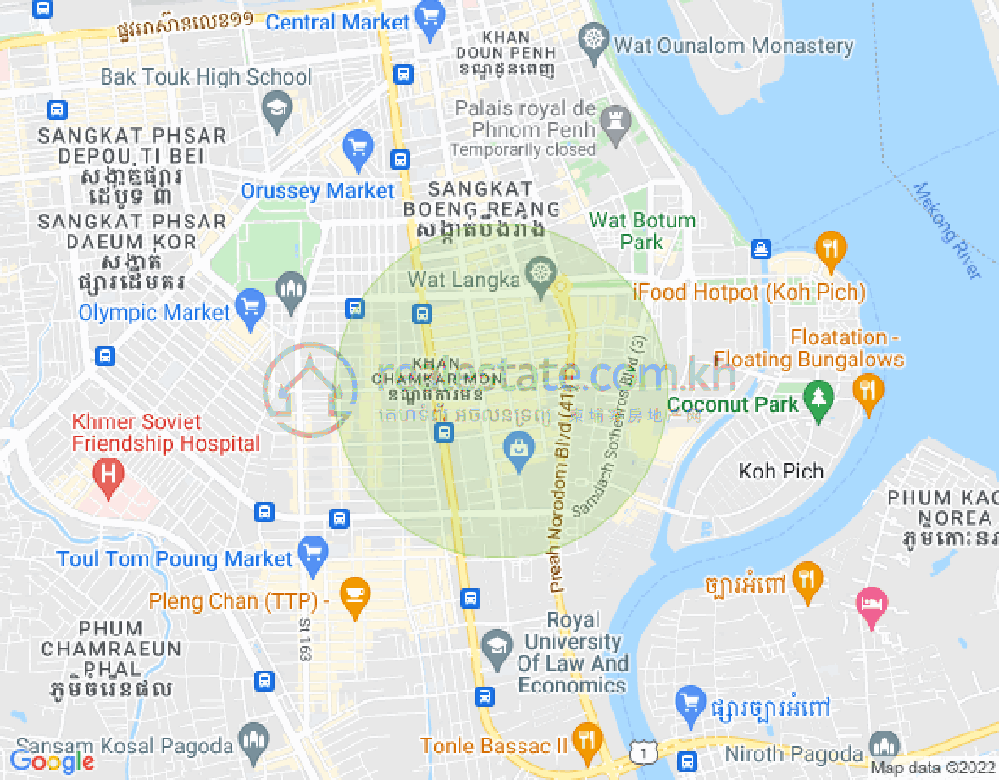 Map of BKK 1, Boeng Keng Kang, Phnom Penh