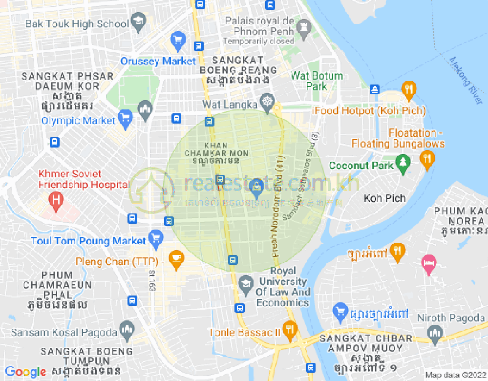 万景岗1分区（BKK1), 波哥堪, 金边地图