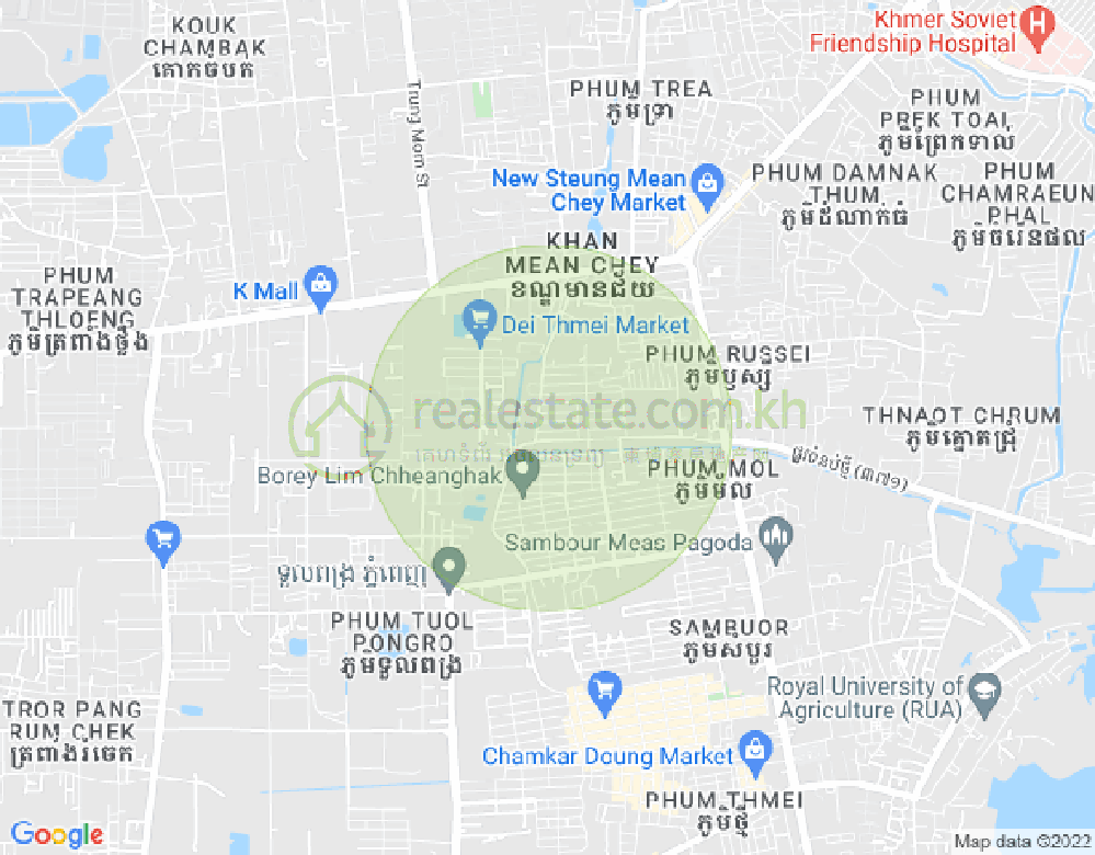 mean chey tmei 88 Stueng, Stueng Mean chey区, 棉芷区, 金边地图