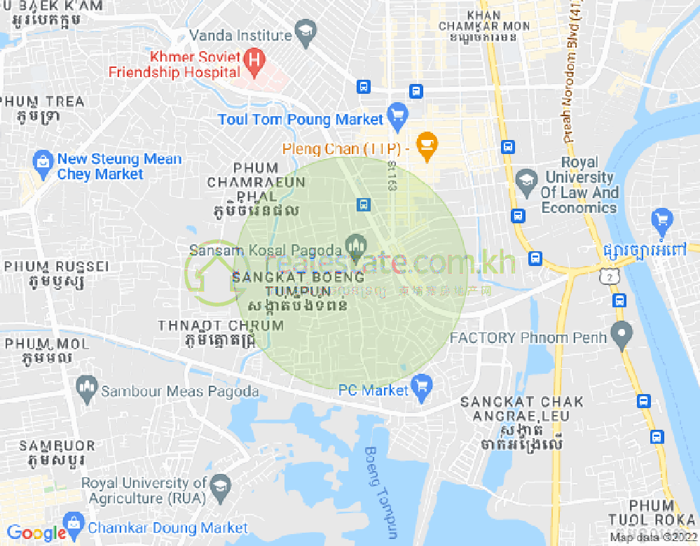 Boeung Tumpun分区, 棉芷区, 金边地图