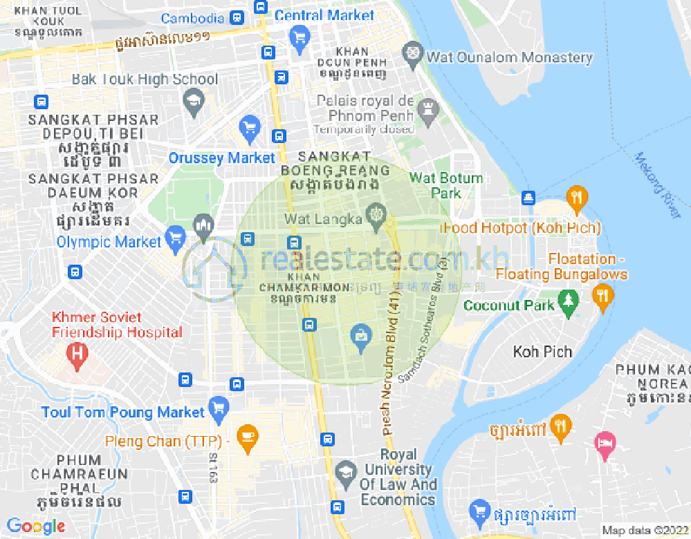 万景岗1分区（BKK1), 波哥堪, 金边地图
