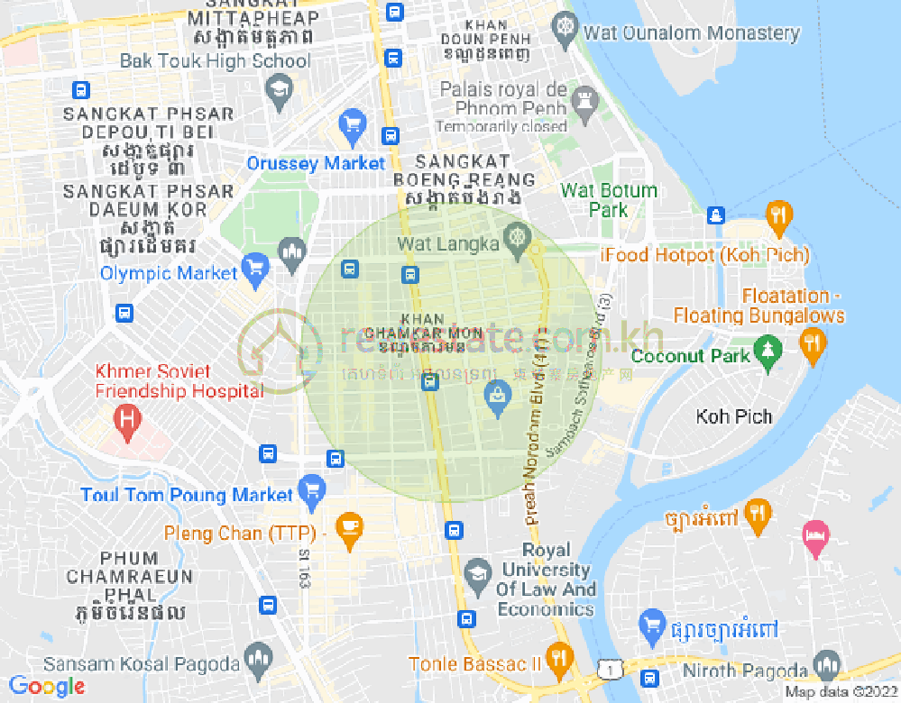Map of BKK 1, Boeng Keng Kang, Phnom Penh