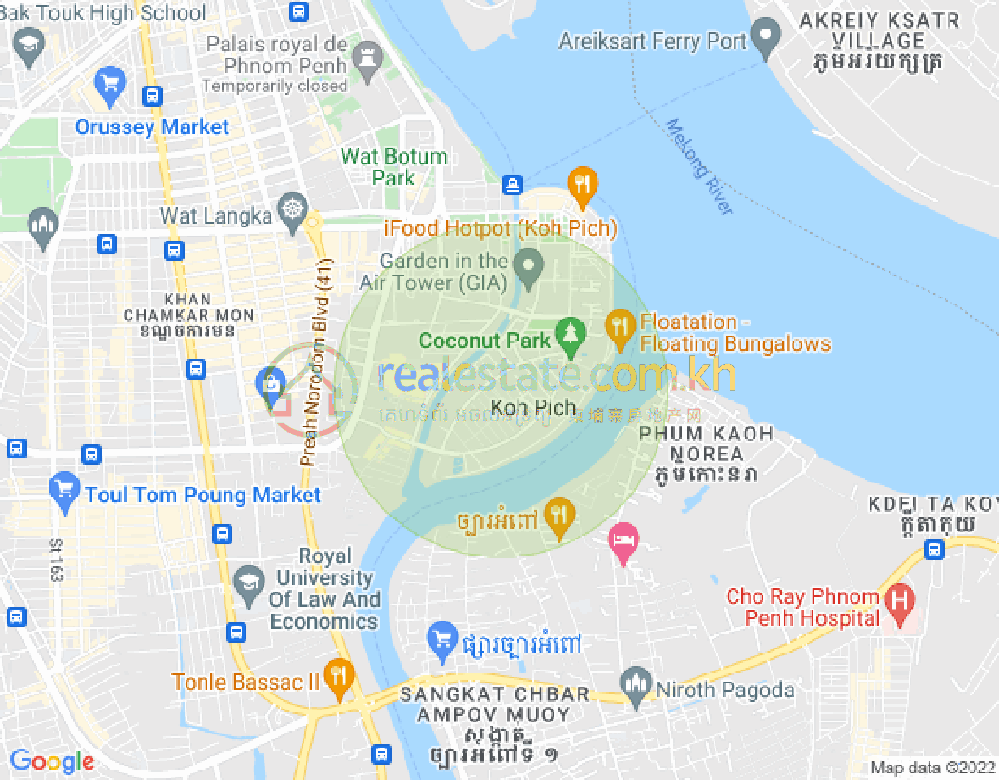 Map of Tonle Bassac, Chamkarmon, Phnom Penh