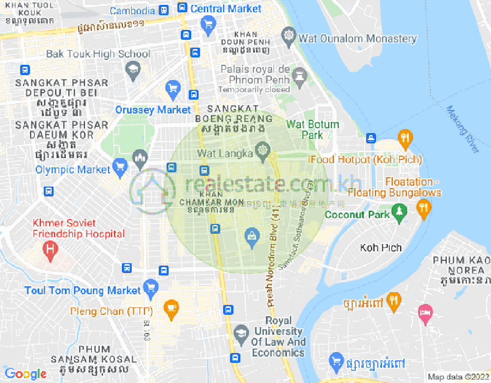 万景岗1分区（BKK1), 波哥堪, 金边地图
