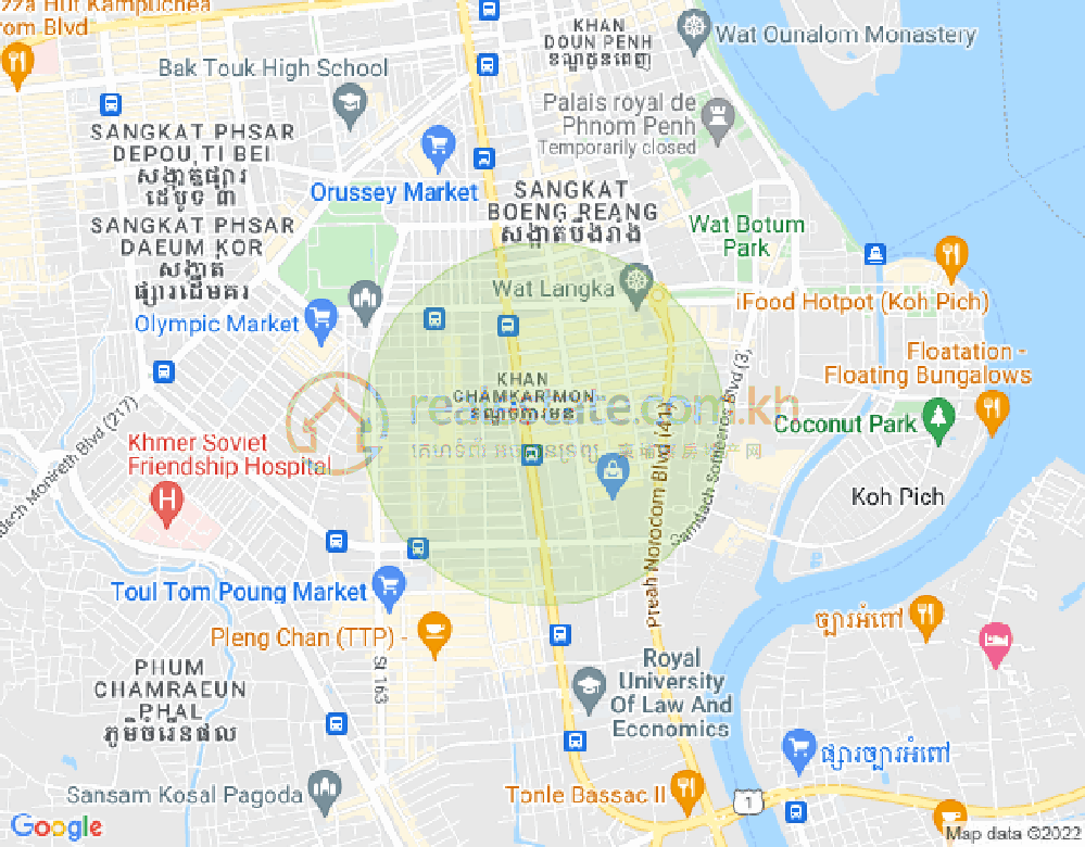 Map of BKK 1, Boeng Keng Kang, Phnom Penh