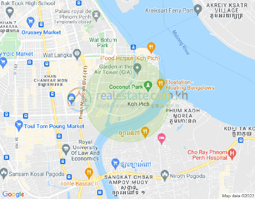 Map of Tonle Bassac, Chamkarmon, Phnom Penh