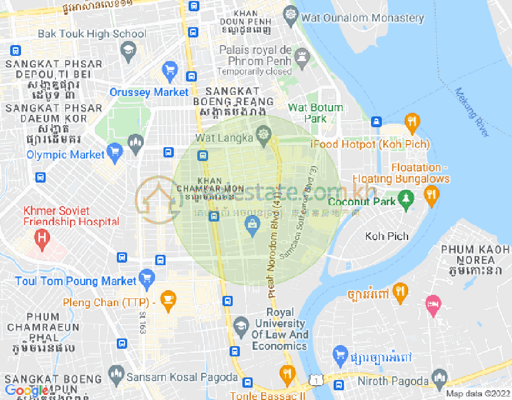 Map of BKK 1, Boeng Keng Kang, Phnom Penh