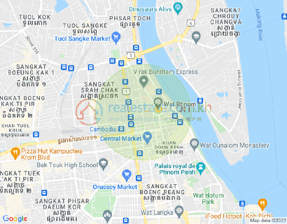 Mapa: Boeng Reang, Daun Penh, Phnom Penh