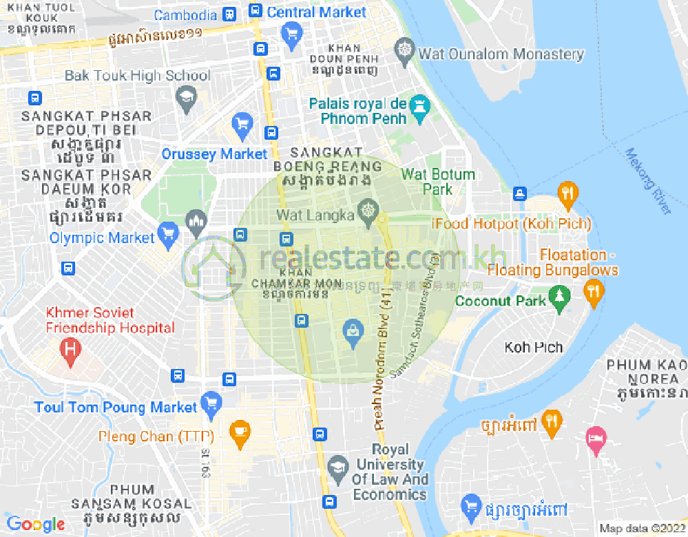 万景岗1分区（BKK1), 波哥堪, 金边地图