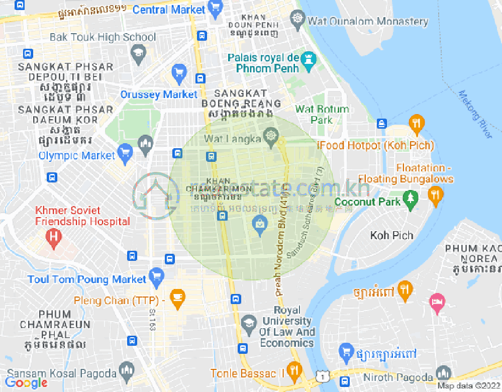 BKK 1, ボンケンコン, プノンペンの地図