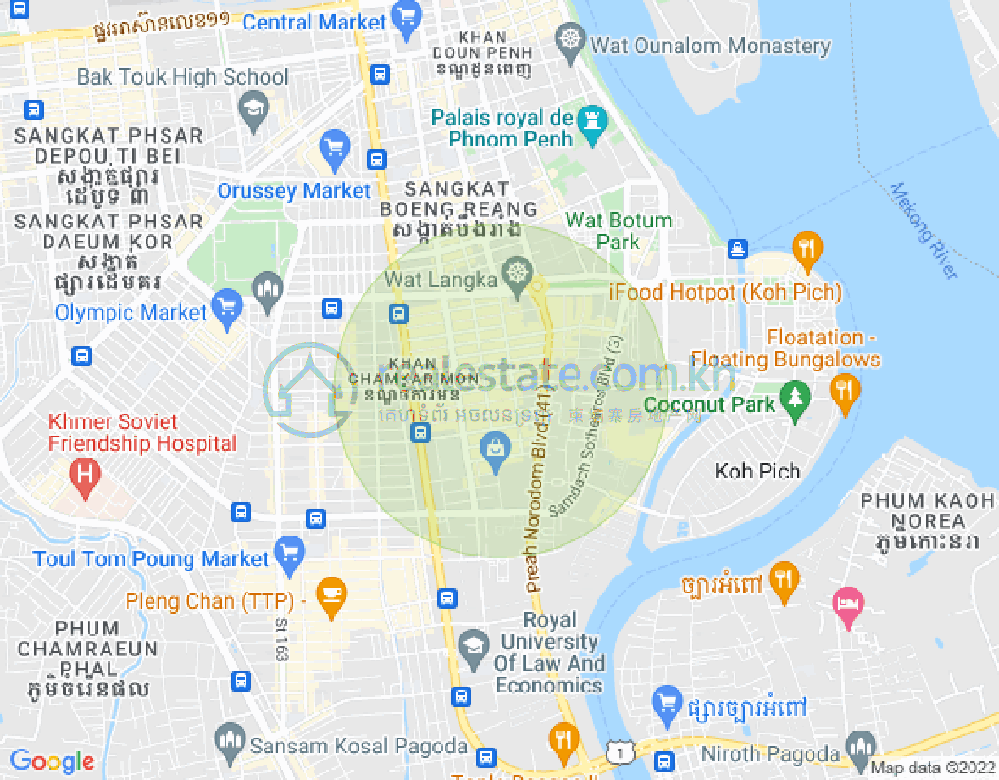 Mapa: BKK 1, Boeng Keng Kang, Phnom Penh