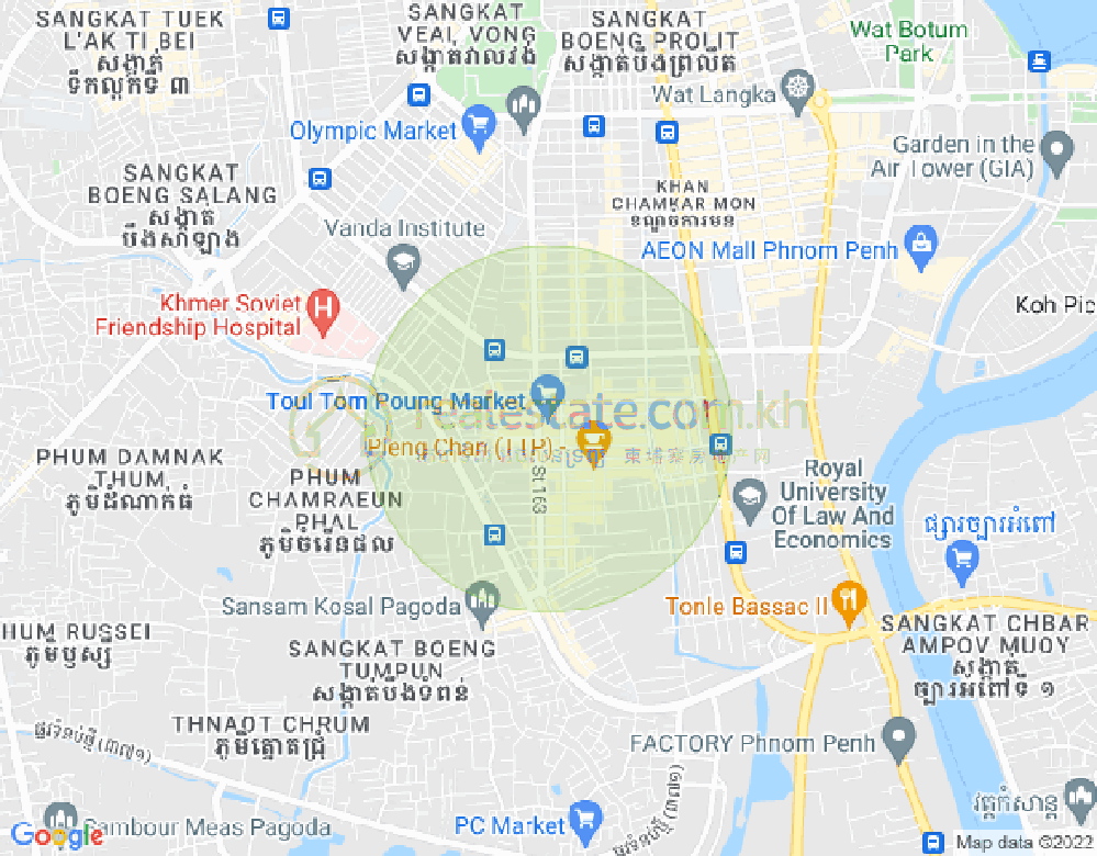 トゥールトンポン1, チャムカモン, プノンペンの地図