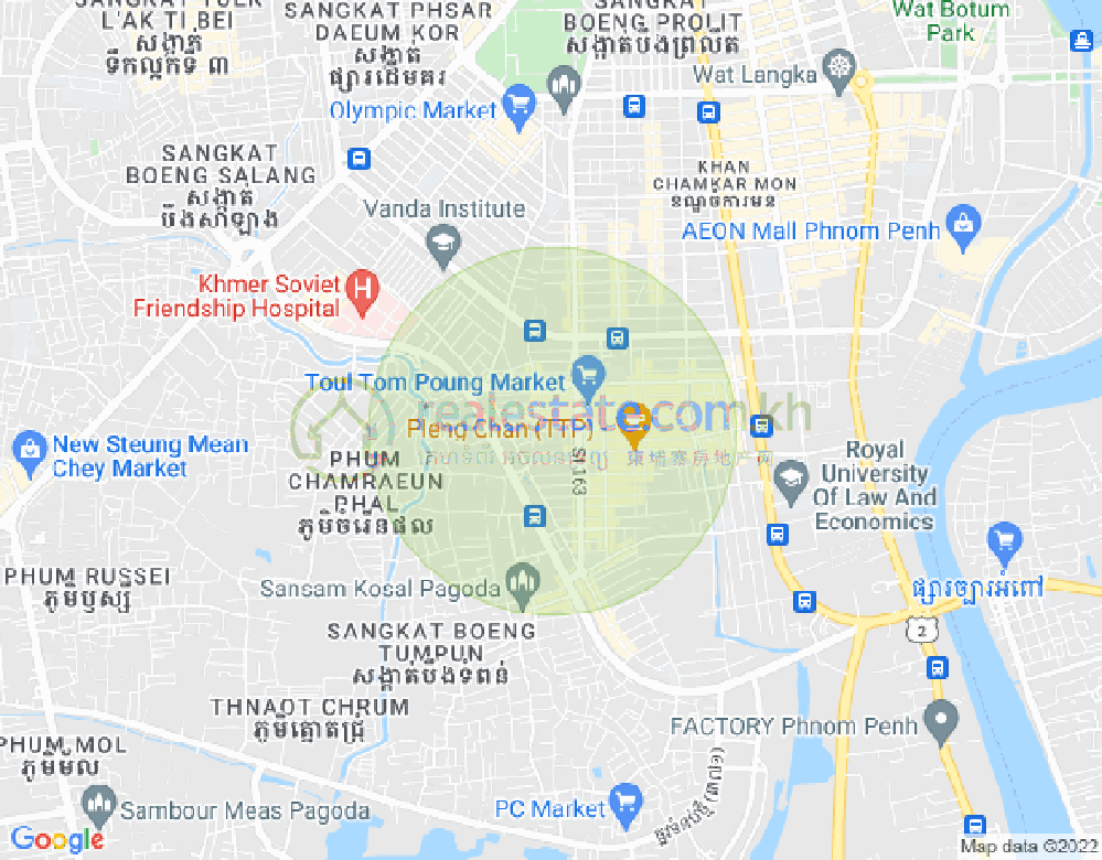 トゥールトンポン1, チャムカモン, プノンペンの地図