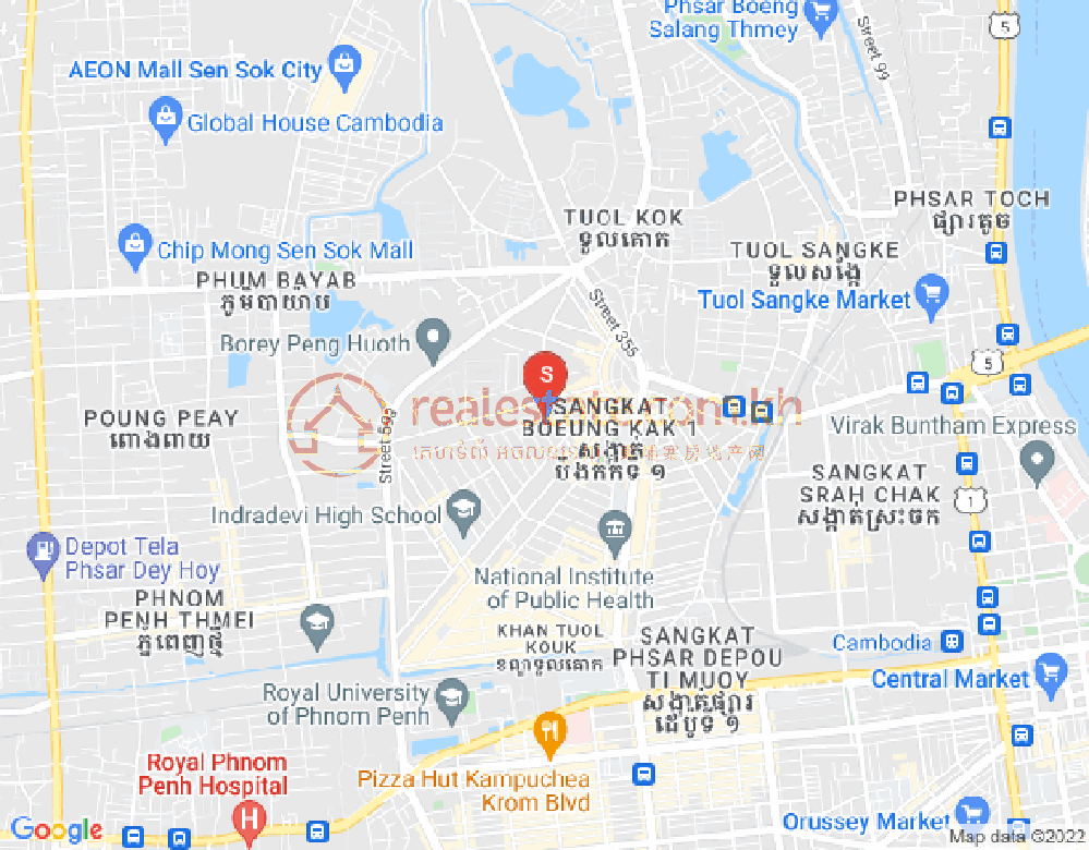 Mapa: Boeung Kak 1, Toul Kork, Phnom Penh
