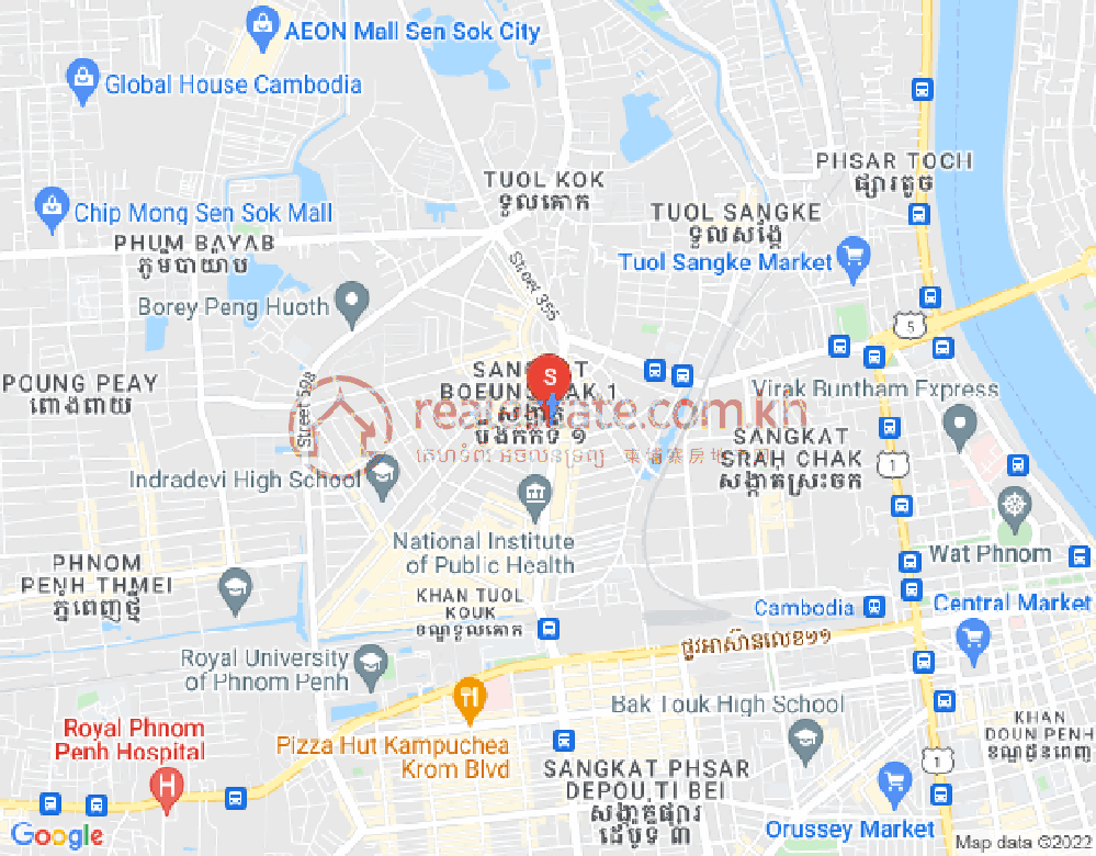 แผนที่ บึงกัก 1, ตuolโกก, พนมเปญ