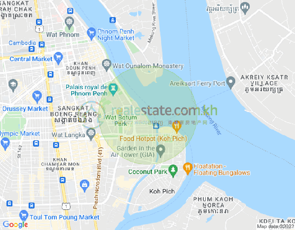 Carte de Chakto Mukh, Daun Penh, Phnom Penh