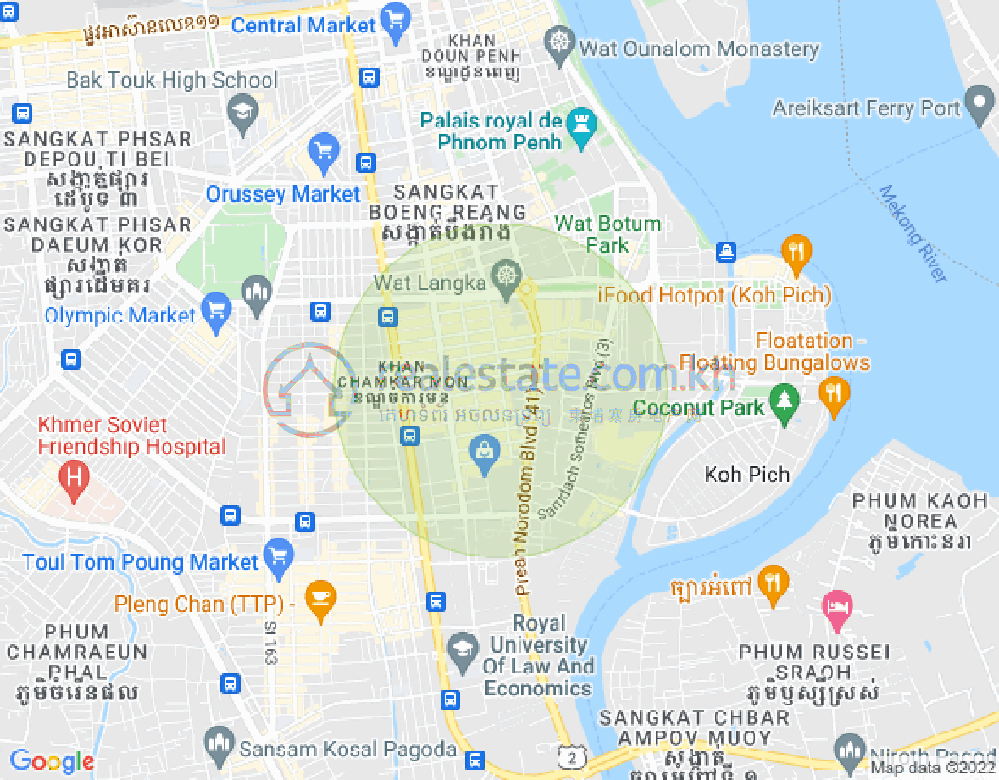 BKK 1, ボンケンコン, プノンペンの地図