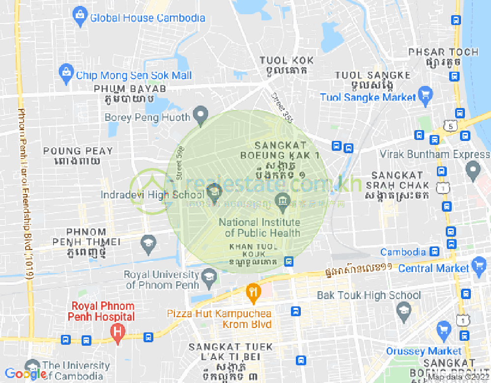 Map of Boeung Kak 2, Toul Kork, Phnom Penh