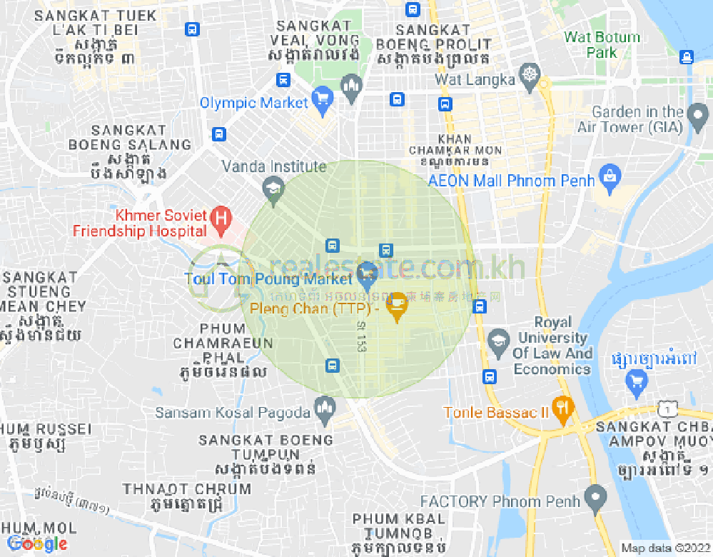 Map of Toul Tum Poung 1, Chamkarmon, Phnom Penh