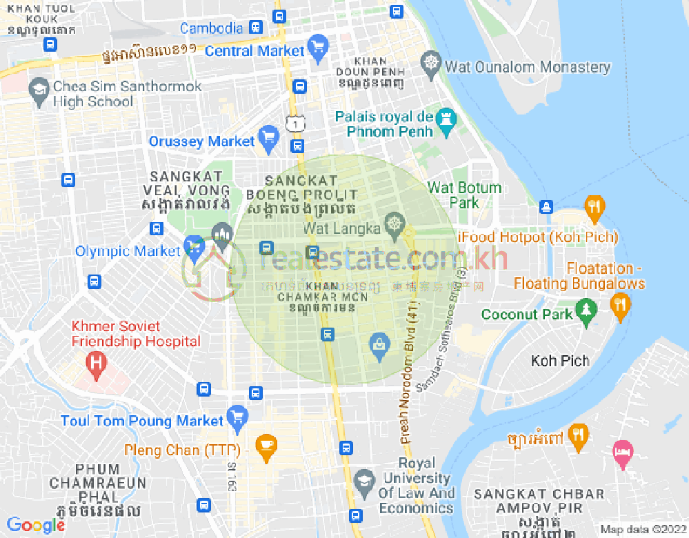 Map of BKK 1, Boeng Keng Kang, Phnom Penh