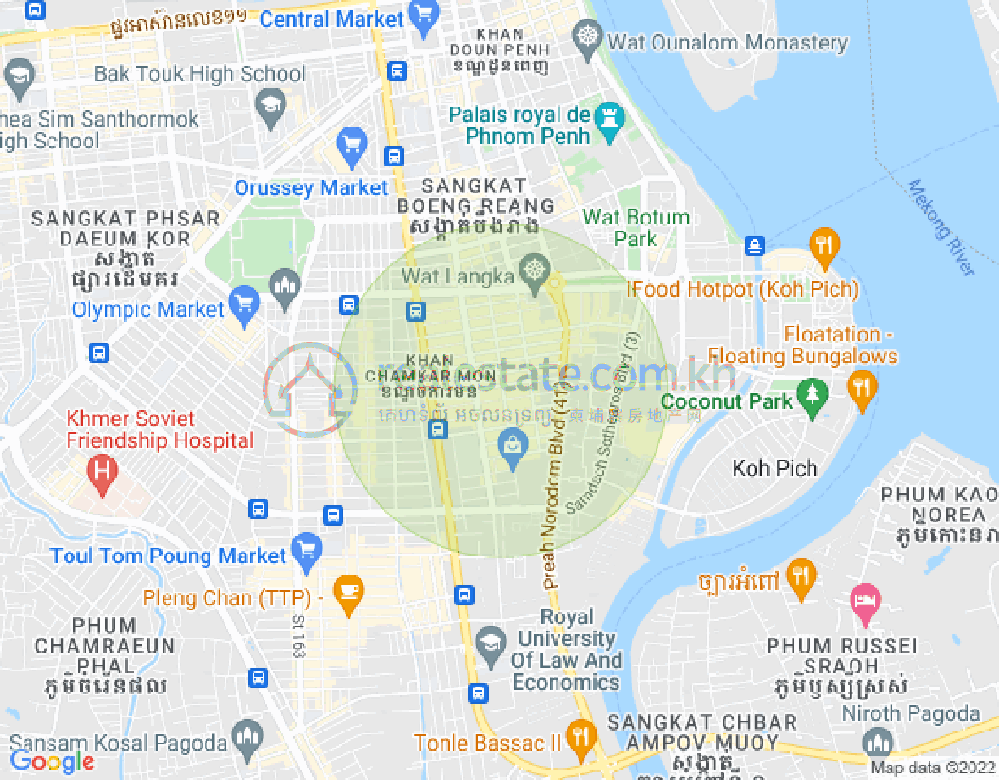 Mapa: BKK 1, Boeng Keng Kang, Phnom Penh