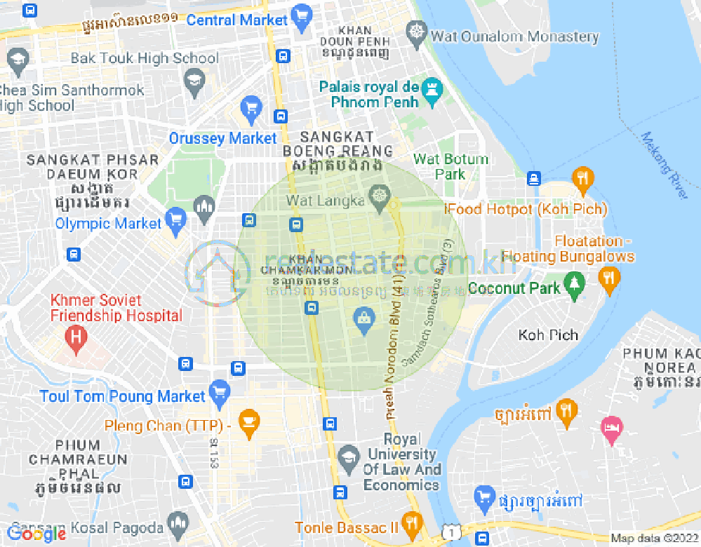 Mapa: BKK 1, Boeng Keng Kang, Phnom Penh