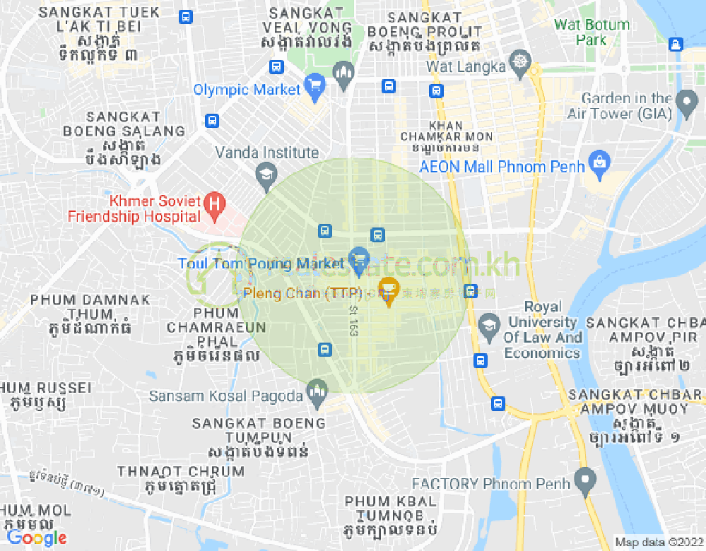 トゥールトンポン1, チャムカモン, プノンペンの地図