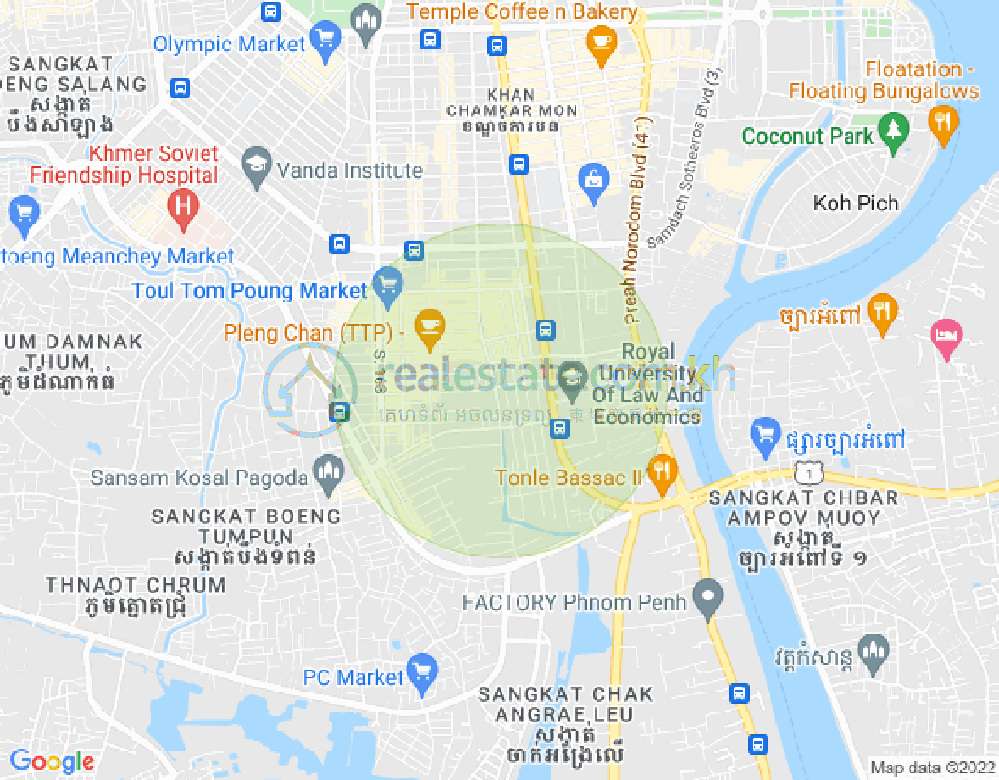 Mapa: Boeung Trabek, Chamkarmon, Phnom Penh