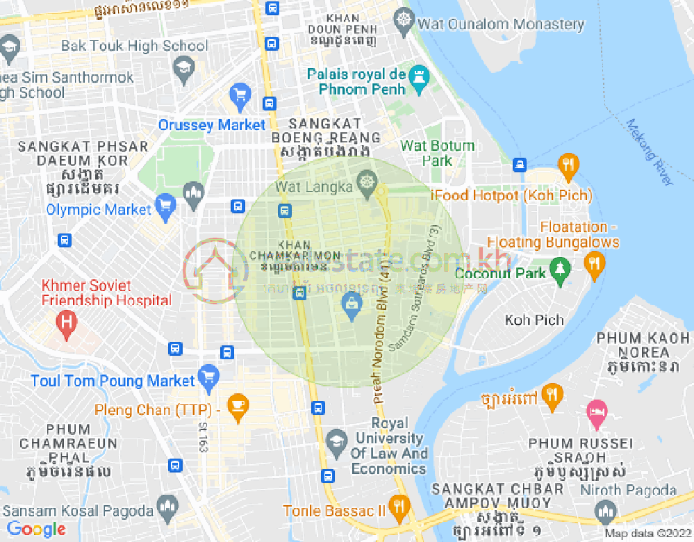 万景岗1分区（BKK1), 波哥堪, 金边地图