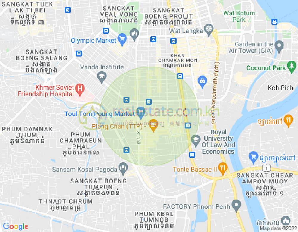 Карта Тул Том Пунг 1, Чамкармон, Пномпень