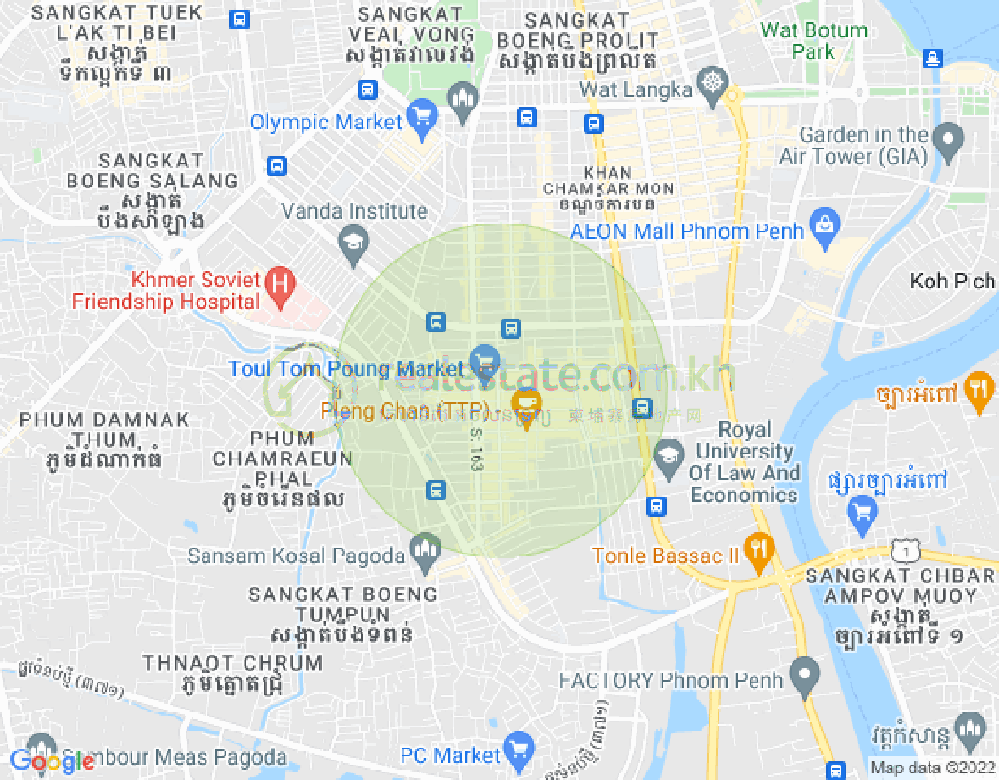 Mapa: Toul Tum Poung 1, Chamkarmon, Phnom Penh