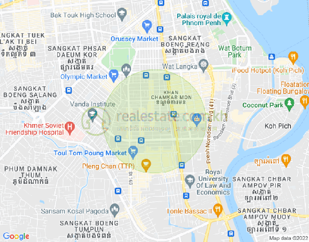 万景岗3分区（BKK3), 波哥堪, 金边地图