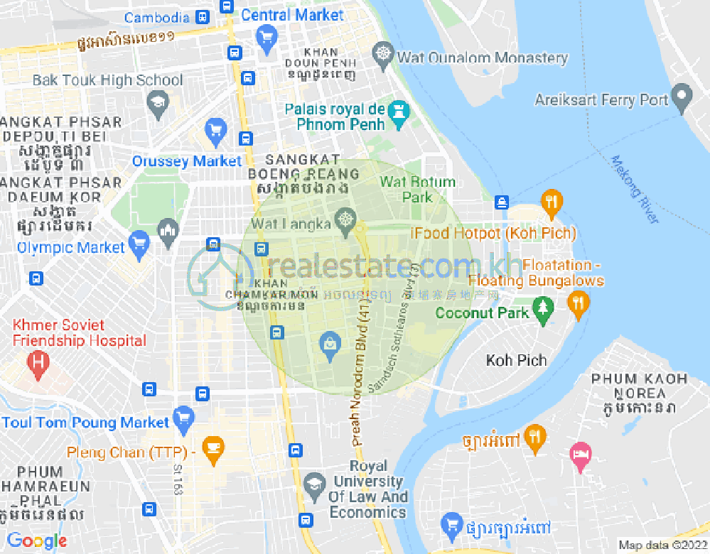 BKK 1, ボンケンコン, プノンペンの地図