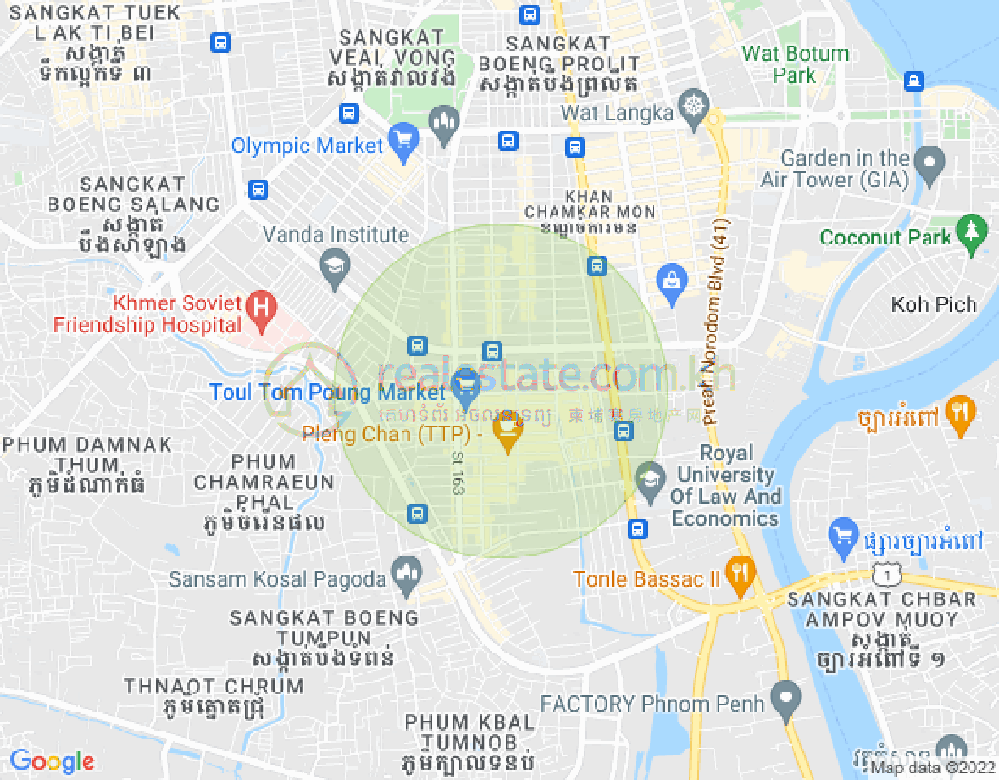 Carte de Toul Tum Poung 1, Chamkarmon, Phnom Penh