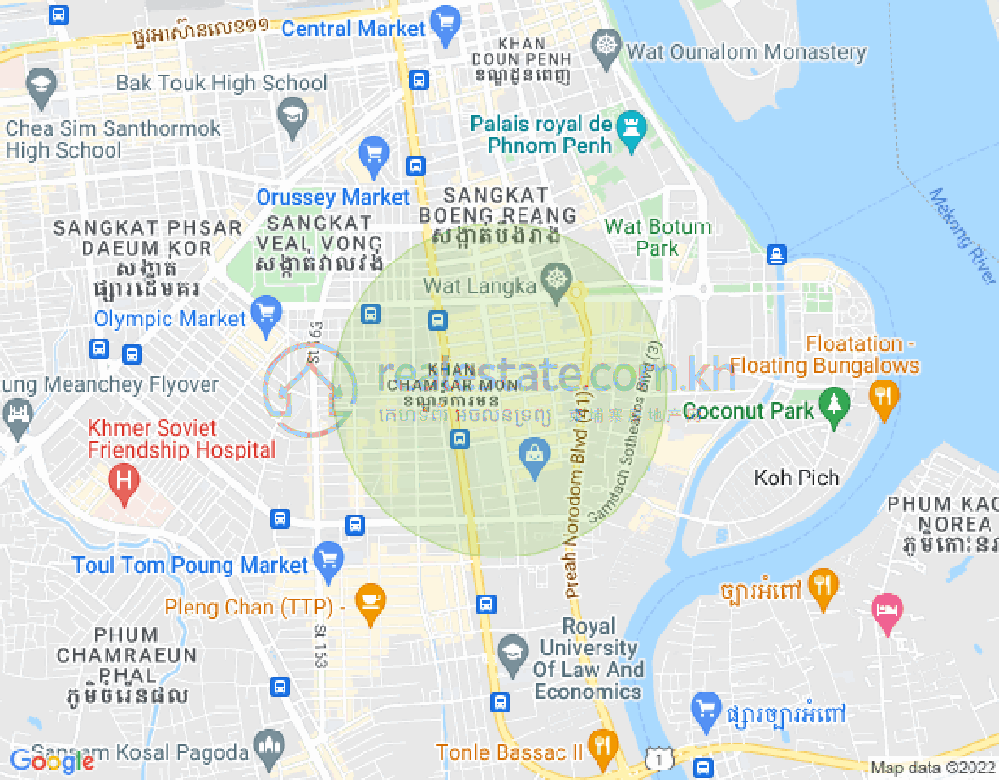 만경강1부구(BKK1), 벙껭깡, 프놈펜 지도