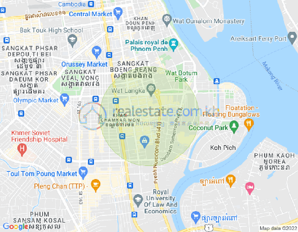万景岗2分区（BKK2), 波哥堪, 金边地图
