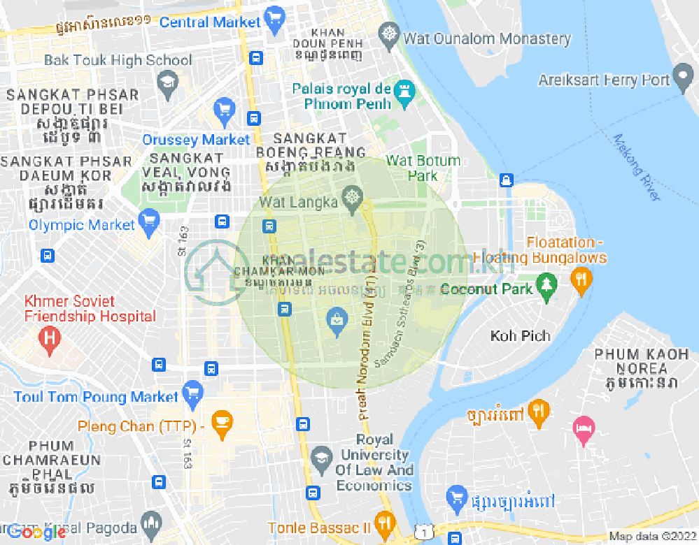 만경강1부구(BKK1), 벙껭깡, 프놈펜 지도