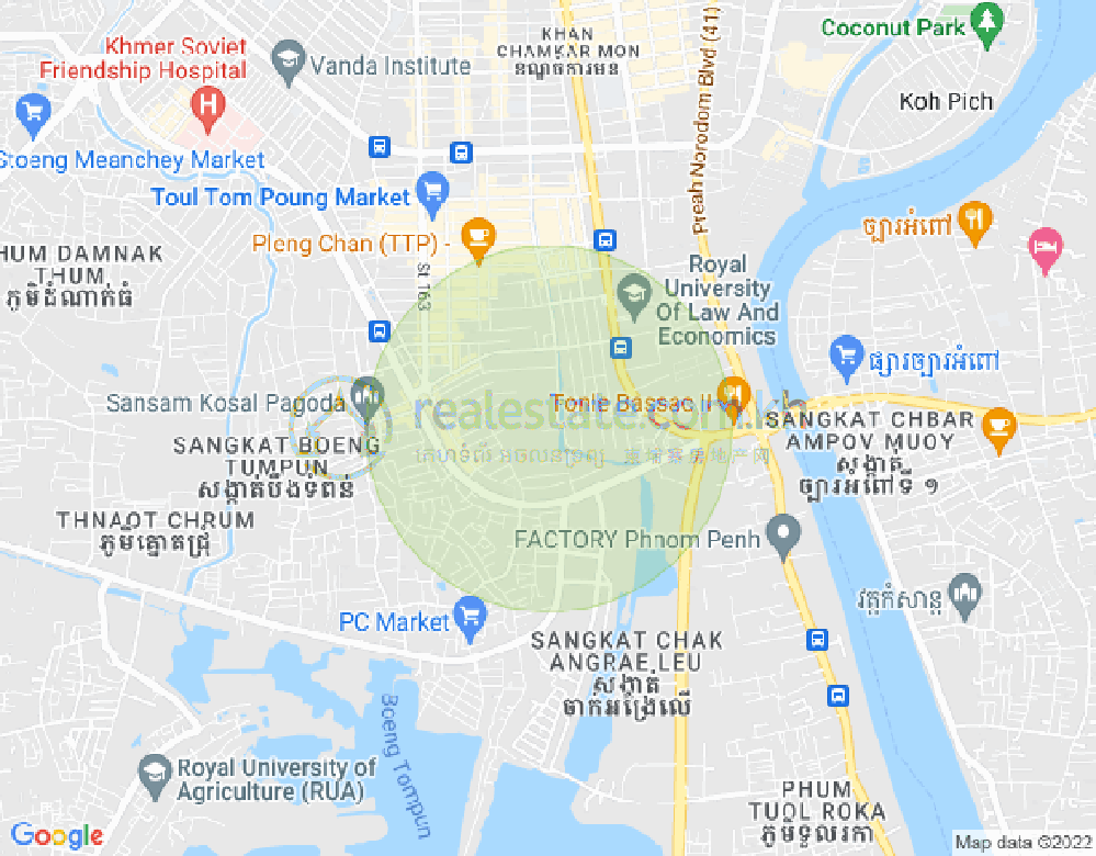 แผนที่ พสาร์เดิมทะกอ, จัมการมอน, พนมเปญ