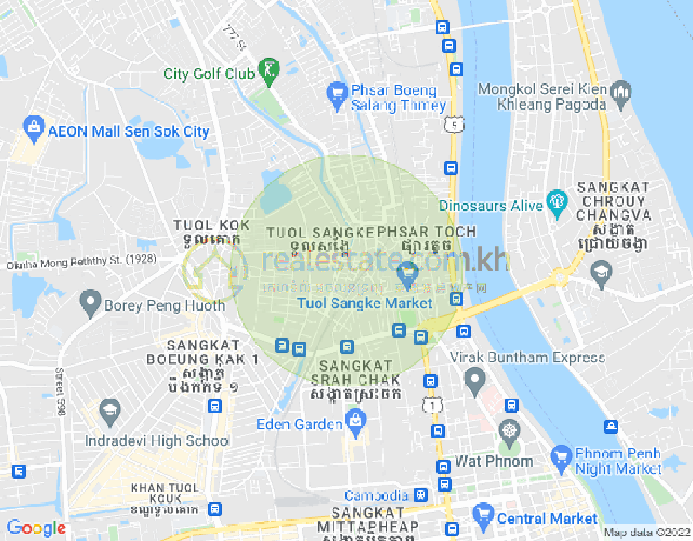 吐尔桑开1, 雷西郊区, 金边地图