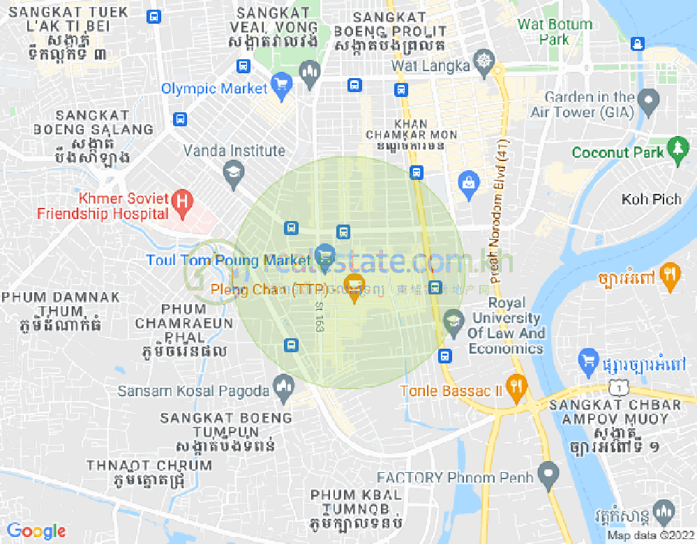 トゥールトンポン1, チャムカモン, プノンペンの地図