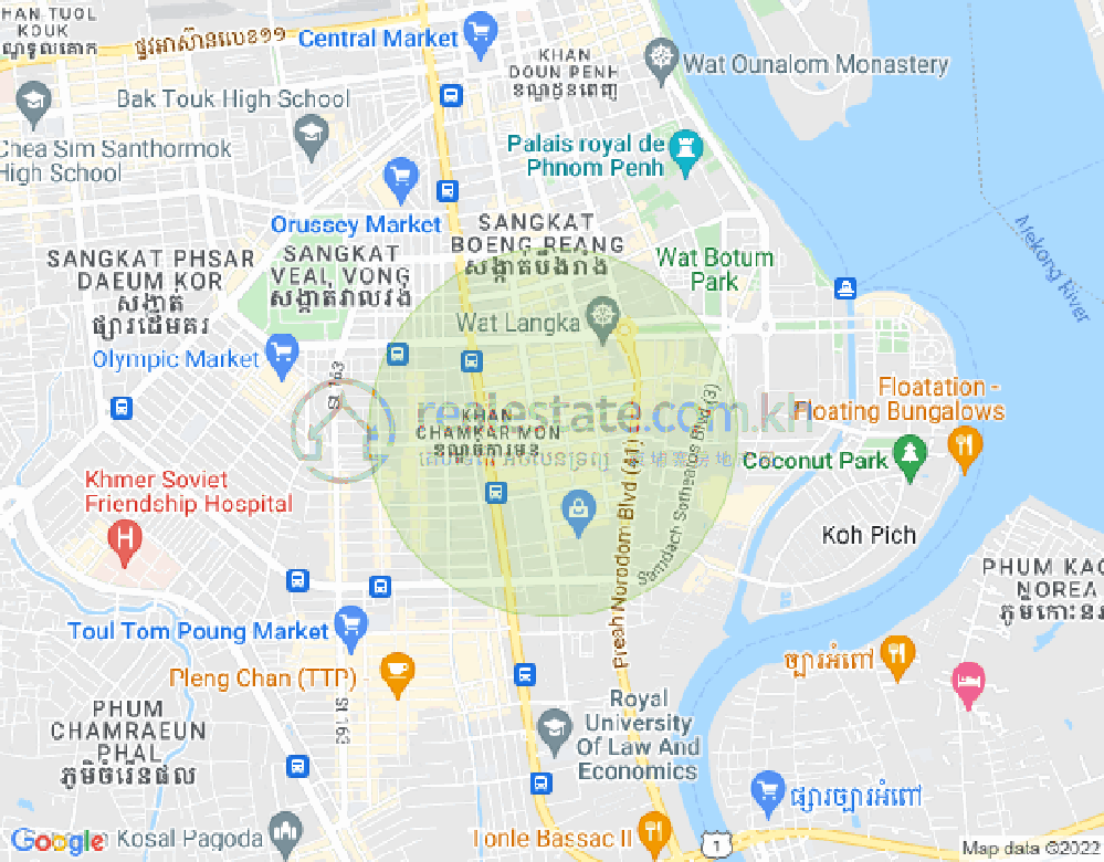 BKK 1, ボンケンコン, プノンペンの地図