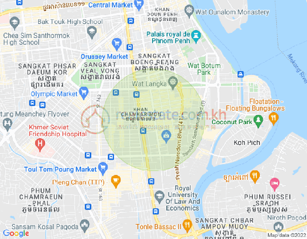 Mapa: BKK 1, Boeng Keng Kang, Phnom Penh