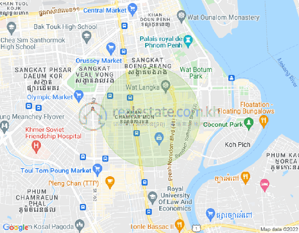 BKK 1, ボンケンコン, プノンペンの地図
