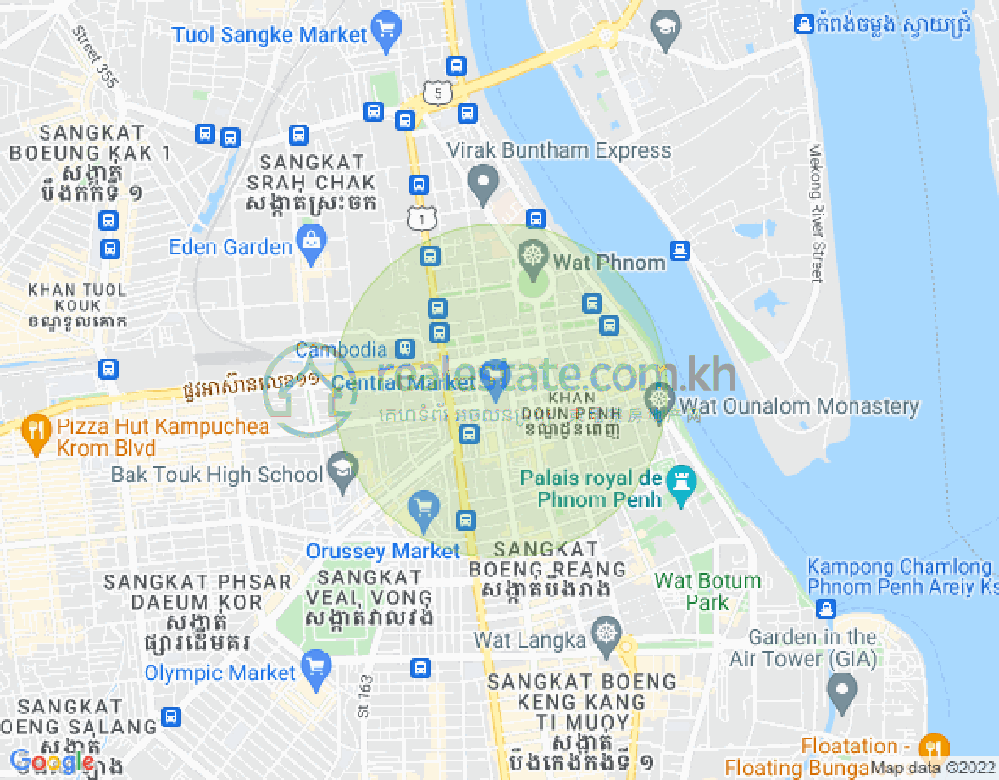 แผนที่ วัดพนม, ดวนป็ญ, พนมเปญ